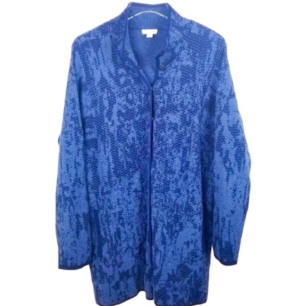 Pure Jill J Jill Cardigan Knit Sweater Pockets Snap Buttons Blue Size Medium